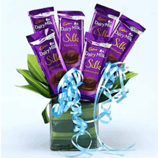 Dairy Milk Silk Glass Vase Arrangement