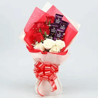 Roses Bouquet With Dairy Milk Choco