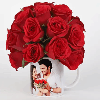 Red Roses in White Personalised Mug
