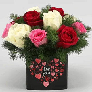 Roses In Love You Sticker Vase