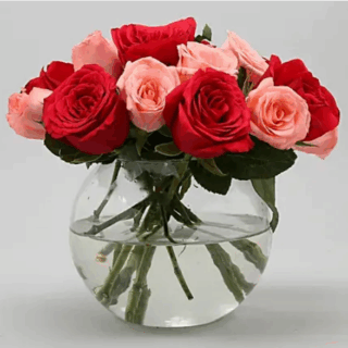 Exotic Mixed Roses Glass Vase