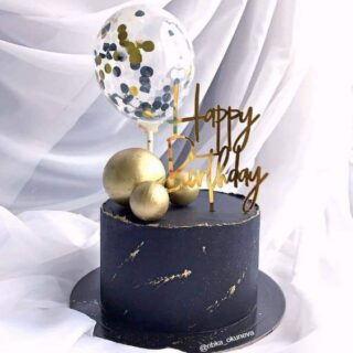 Black Confetti Balloon Cake