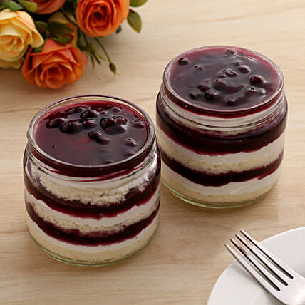 Buy/Send Blueberry Cream Cake Jar Eggless Set of 2 Online- FNP